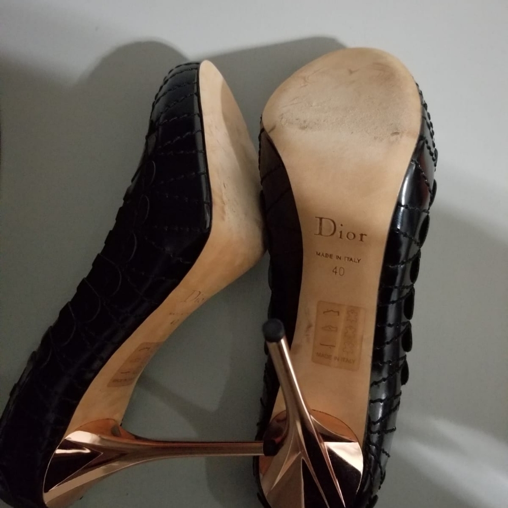 Dior Serpent Picasso Black Leather Hidden Platform Stiletto Heel Pumps size 40. - Picture 5 of 8